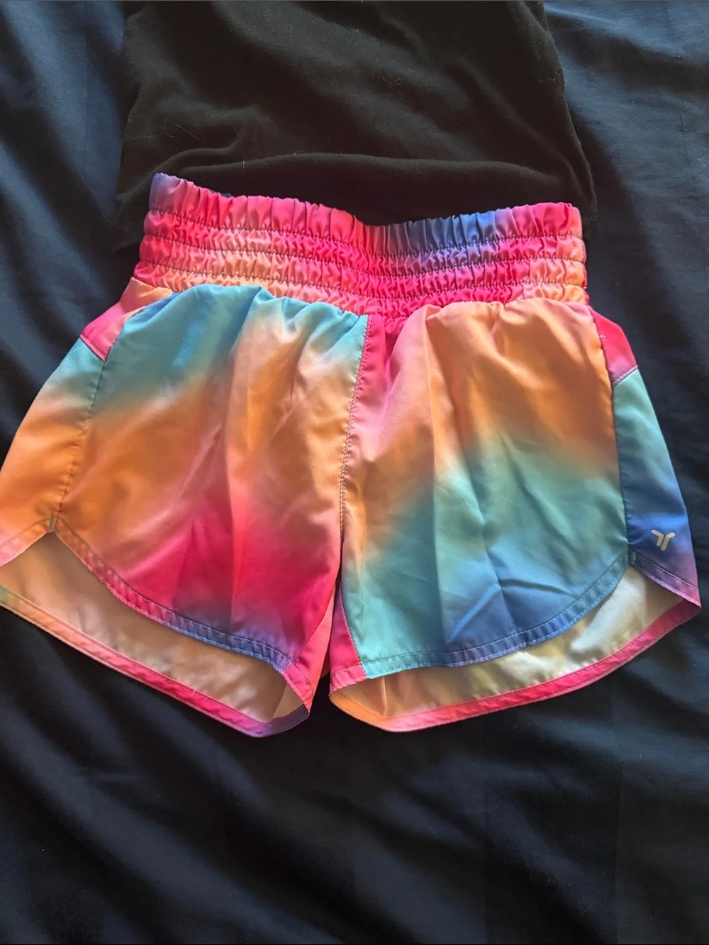 Old Navy Girls' Rainbow Ombre Athletic Shorts - Pink, Blue, Peach